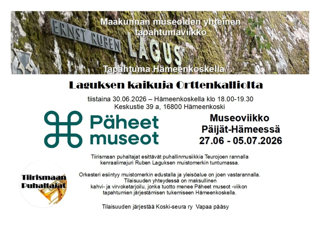 Päheet Museot, Museoviikko Päijät-Hämeessä 27.6.-5.7.2026.
